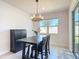 Bright dining area with modern chandelier and ample natural light, perfect for Gathering meals at 308 Buchannan Dr, Davenport, FL 33837