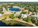 Aerial view showing homes with lake access in a tranquil community, showcasing the blend of residential comfort and scenic beauty at 4579 Westgrove Way, Orlando, FL 32808
