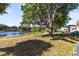 Beautiful view of the lake from the home's backyard, complemented by a majestic tree providing ample shade at 4579 Westgrove Way, Orlando, FL 32808