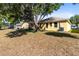 A spacious backyard features lush landscaping and mature shade trees at 4579 Westgrove Way, Orlando, FL 32808