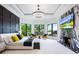 Luxurious main bedroom with a fireplace, sitting area, tray ceiling, and backyard views at 570 Manor Rd, Maitland, FL 32751