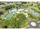 Aerial view of the Legacy of Leesburg community pool, tennis courts, and recreation area at 5799 Linen Bluff Pl, Leesburg, FL 34748