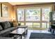 Bright living room with large windows offering serene outdoor views at 5961 Windhover Dr # F05, Orlando, FL 32819