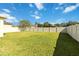 A fully fenced backyard offers privacy and a well-maintained lawn in a residential neighborhood at 7545 Azalea Cove Cir, Orlando, FL 32807