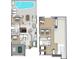 Detailed floor plan showcasing the layout of the home with furniture and pool at 8160 Sun Palm Dr, Kissimmee, FL 34747