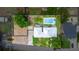 An aerial view of a property featuring a white roof, a pool, and a partially xeriscaped backyard at 1046 Blackwood St, Altamonte Springs, FL 32701