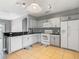 Fully equipped kitchen with sleek white appliances and granite countertops at 107 Carlisle Ct, Kissimmee, FL 34758