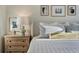 Relaxing bedroom showcasing a comfortable bed, side table with lamp, and charming decor for a peaceful ambiance at 112 Southern Pecan Cir # 201, Winter Garden, FL 34787