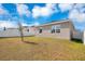 Spacious, fenced backyard offers ample room for recreation with a newly planted tree adding a touch of nature at 3761 Shoveler Ave, Leesburg, FL 34748