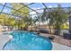 Enjoy this screened-in pool with brick pavers and lush tropical landscaping at 600 Rob Roy Dr, Clermont, FL 34711