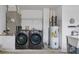 Functional laundry room with modern washer and dryer units, plus water heater at 655 Eagle Pointe South, Kissimmee, FL 34746