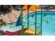 Splash pool with colorful slide features for play and recreation at 6935 Dilly Lake Ave, Groveland, FL 34736