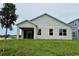 Back exterior of a gray single-story home on a grassy lot with a covered porch at 738 Pointe Emerson Blvd, Apopka, FL 32703
