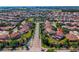 Wide aerial shot of a residential neighborhood with tree-lined streets and well-manicured lawns at 8625 Brixford St, Orlando, FL 32836