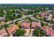 Aerial view of a home in a residential neighborhood, featuring a pool, and lush landscaping at 8625 Brixford St, Orlando, FL 32836