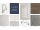 A design palette featuring Faucet Arbor Brushed, Sonoma Linen Cabinets, and Lagoon Countertops at 873 Pointe Emerson Blvd, Apopka, FL 32703