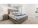 Bedroom featuring carpet floors, a queen bed, and bedside tables at 9179 Sommerset Hills Dr, Davenport, FL 33896
