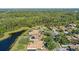 Scenic aerial view of homes with tile roofs nestled beside a pond and lush green forest at 11025 Ledgement Ln, Windermere, FL 34786