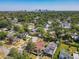 Bird's eye view of residential community with lush greenery, homes, and distant city skyline at 1122 Vassar St, Orlando, FL 32804
