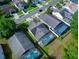 Aerial view of neighborhood and screened in pools at 1567 Oak Hill Trl, Kissimmee, FL 34747