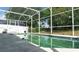 Backyard swimming pool with a screened enclosure and patio at 1567 Oak Hill Trl, Kissimmee, FL 34747