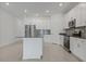Open kitchen with stainless steel appliances, an island, and white cabinetry at 1908 Blissful Dr, Kissimmee, FL 34744