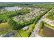 An aerial view showcasing a property surrounded by trees and a lake at 1981 N County Road 426, Oviedo, FL 32765