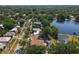 Aerial view of apartments located near a lake, showcasing the neighborhood's residential layout at 702 E Church St # 3, Orlando, FL 32801