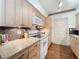 This lovely kitchen offers wood cabinets, granite countertops, and mosaic tile backsplash at 702 E Church St # 3, Orlando, FL 32801
