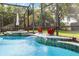 Beautiful swimming pool with a waterfall feature and lush landscaping at 11014 Hawkshead Ct, Windermere, FL 34786