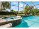 Screened-in swimming pool and spa surrounded by lush landscaping for ultimate privacy at 11014 Hawkshead Ct, Windermere, FL 34786