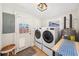 Well-equipped laundry room features modern washer and dryer units, storage, and utility sink near exterior door at 14 N Lawsona Blvd, Orlando, FL 32801