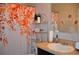 The bathroom boasts colorful shower curtains and decor at 3416 Seneca Club Loop # 56, Orlando, FL 32808