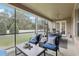 Relaxing screened-in lanai with comfortable seating, stylish decor, and serene outdoor views at 11725 Verrazano Dr, Orlando, FL 32836