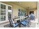 Covered patio with stylish dining set, comfortable seating, and a ceiling fan for outdoor enjoyment at 11725 Verrazano Dr, Orlando, FL 32836