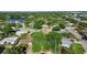Aerial view of a neighborhood showcasing well-maintained homes, lush greenery, streets, and a serene lake in the background at 1207 Cole Rd, Orlando, FL 32803
