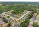Wide aerial view of a suburban neighborhood with lush greenery and well-spaced houses at 122 Oak View Pl, Sanford, FL 32773