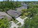 Aerial view of a charming home surrounded by lush greenery and manicured lawns in a residential neighborhood at 14750 Hartford Run Dr, Orlando, FL 32828
