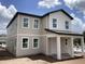 Exterior view of a new two-story home with covered porch, and large windows, located in a new development at 2389 Zuni Road, St Cloud, FL 34771
