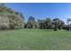 Expansive backyard with lush lawn and mature trees, providing privacy and ample space for outdoor activities and relaxation at 1155 Collins Ave, Orange City, FL 32763