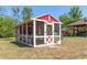 A well-maintained chicken coop with a red and white exterior is the ideal setup for raising chickens at 117 Orange Ridge Dr, Longwood, FL 32779