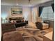 Cozy living room featuring a plush rug, comfortable seating, and a modern art piece on the wall at 1720 Hope Dr, Ormond Beach, FL 32174