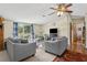 Comfortable living room with sliding glass doors, a ceiling fan and space for seating at 18600 Old Cheney Hwy, Orlando, FL 32820