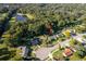 An aerial view of the property, nestled among lush trees and a waterway nearby at 3024 Sutton Dr, Orlando, FL 32810