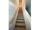 Carpeted staircase with wooden handrail leads to upper level at 3623 Main Harbor Dr, Kissimmee, FL 34746