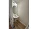 A powder room showcasing a pedestal sink, decorative mirror, and attractive lighting at 366 Madison Dr, Davenport, FL 33837