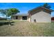The backyard features a green lawn and sliding glass doors for convenient indoor-outdoor living at 510 N Leavitt Ave, Orange City, FL 32763