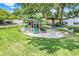 A well-maintained playground with slides and climbing structures, nestled under mature shade trees at 5224 Saint Regis Pl, Belle Isle, FL 32812