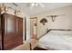 Spare bedroom with hard wood wardrobe, decorative wall art and carpeted floors at 745 Oak Ln, Orange City, FL 32763