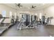 Community gym with modern exercise equipment, black flooring, and large windows at 8001 Cool Breeze Dr # 118, Orlando, FL 32819